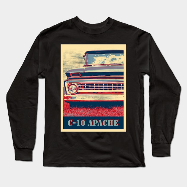 1963 Chevrolet C-10, Apache Pickup 3 Long Sleeve T-Shirt by hottehue